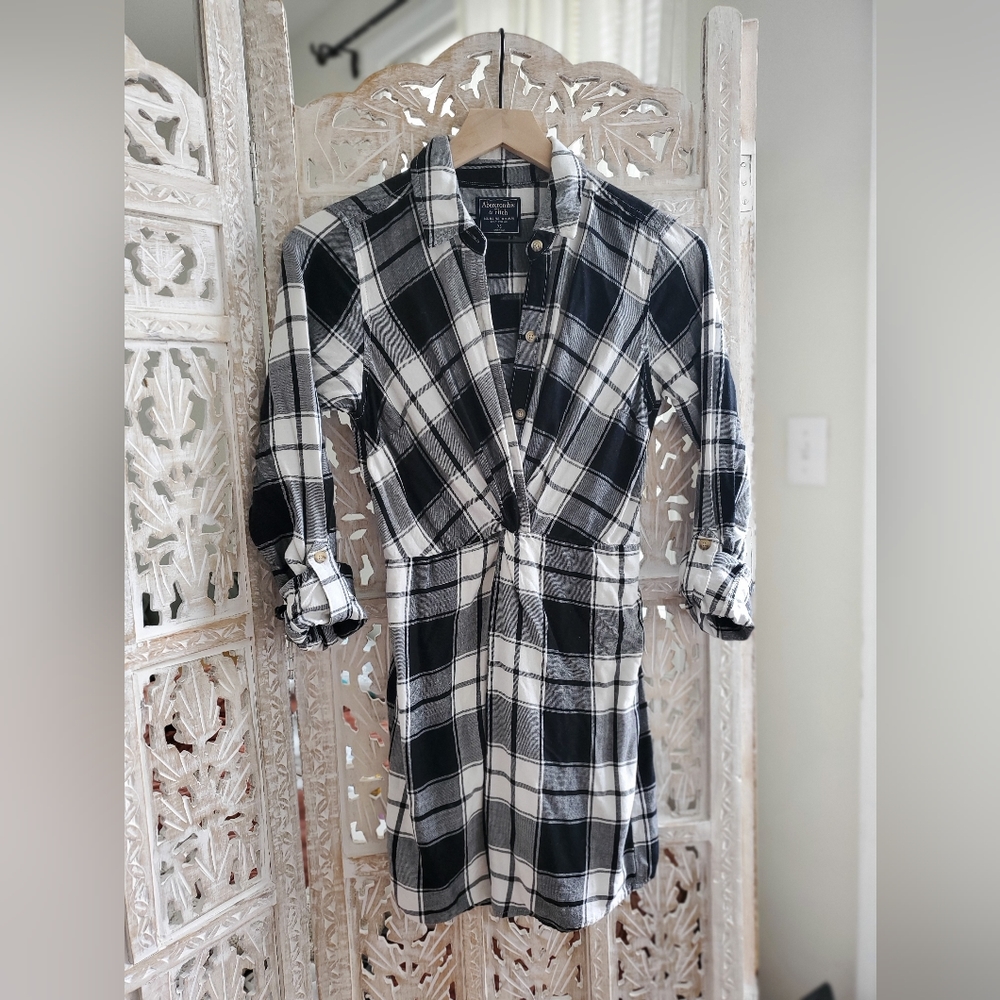 A&F Plaid twist front mini dress